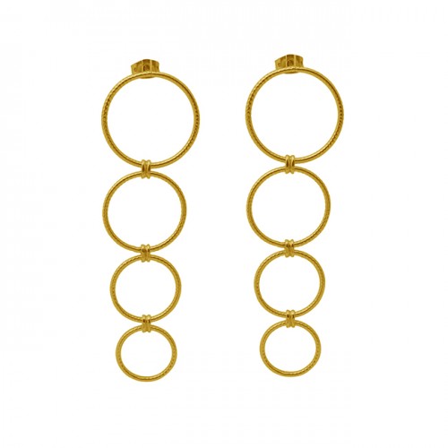 925 Sterling Silver Jewelry Plain Handmade Designer Gold Plated Earrings
