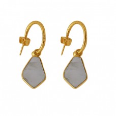 Fancy Shape Prehnite Chalcedony Gemstone 925 Silver Jewelry Earrings