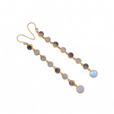 Round Shape Gemstone 925 Sterling Silver Jewelry Handmade Earrings