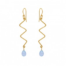 Pear Drops Shape Blue Topaz Gemstone 925 Silver Jewelry Ear Wire Earrings