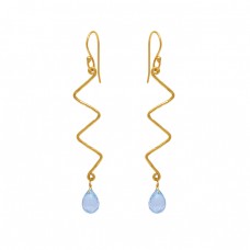 Pear Drops Shape Blue Topaz Gemstone 925 Silver Jewelry Ear Wire Earrings