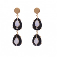 925 Sterling Silver Jewelry Pear Shape Gemstone Gold Plated Earrings