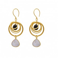 925 Sterling Silver Jewelry Pear Heart  Shape Gemstone Gold Plated Earrings