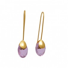 925 Sterling Silver Jewelry Oval Shape Gemstone Gold Plated Earrings