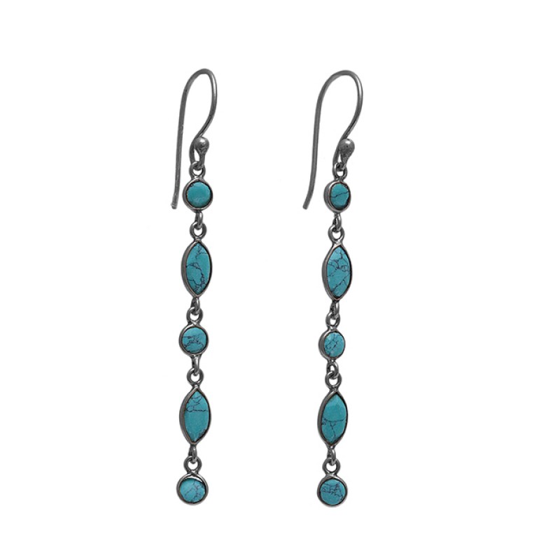 925 Sterling Silver Jewelry Turquoise Gemstone  Gemstone Gold Plated Earrings