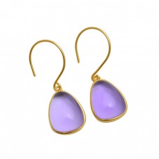 925 Sterling Silver Jewelry Fancy Shape Amethyst  Gemstone Gold Plated Earrings