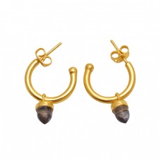 925 Sterling Silver Jewelry Half Pencil  Gemstone Gold Plated Earrings