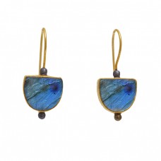  925 Sterling Silver Jewelry Fancy   Shape Labradorite  Gemstone Gold Plated Earrings