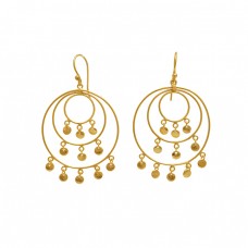 925 Sterling Silver Jewelry Hammered Designer Gold Plated Earrings