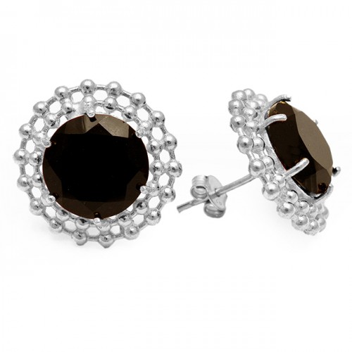 Filigree Style Black Onyx Gemstone 925 Sterling Silver Gold Plated Stud Earrings Jewelry 