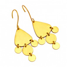 925 Sterling Silver Handmade Designer Gold Plated Dangle Earrings