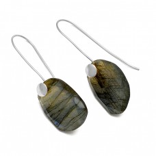 Labradorite Fancy Shape Gemstone 925 Sterling Silver Gold Plated Earrings