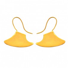 925 Sterling Silver Designer Plain Silver Gold Plated Fixed Ear Wire Earrings