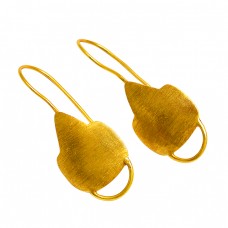 925 Sterling Silver Handcrafted Designer Plain Gold Plated Fixed Ear Wire Earrings