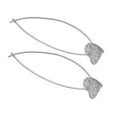 Hammered Heart Shape Leaf Designer Plain 925 Sterling Silver Gold Plated Hoop Earrings