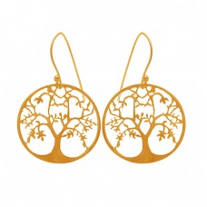 Plain Tree Shape Designer Handmade Black Rhuthenium Dangle Earrings
