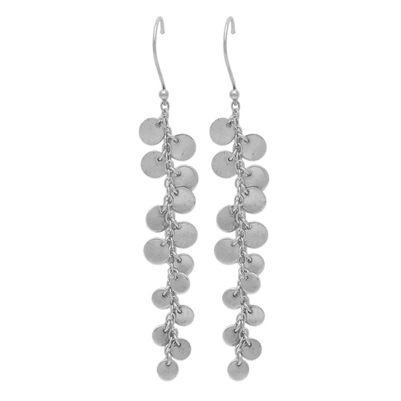 Handcrafted Designer Plain 925 Sterling Silver Dangling Gold Plated Earrings