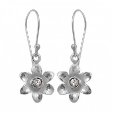 Flower Shape Handmade Designer Crystal Quartz Gemstone Gold Plated Dangle Earrings