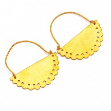 Attractive Plain Designer 925 Sterling Silver Gold Plated Hoop Earrings