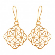 Plain Filigree Style Designer Handmade Black Rhuthenium Dangle Earrings