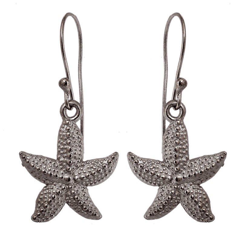Stylish Designer Star Shape Plain 925 Sterling Silver Handmade Dangle Earrings