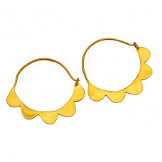 Handmade Unique Designer Plain 925 Sterling Silver Gold Plated Hoop Earrings