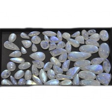 Loose Nice Blue Fire Rainbow Moonstone Cabochon Gemstone Mix Shape Size For Jewelry