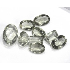 Green Amethyst Faceted Loose Gemstone Mix Shape Size Bunch Lots For Jewelry