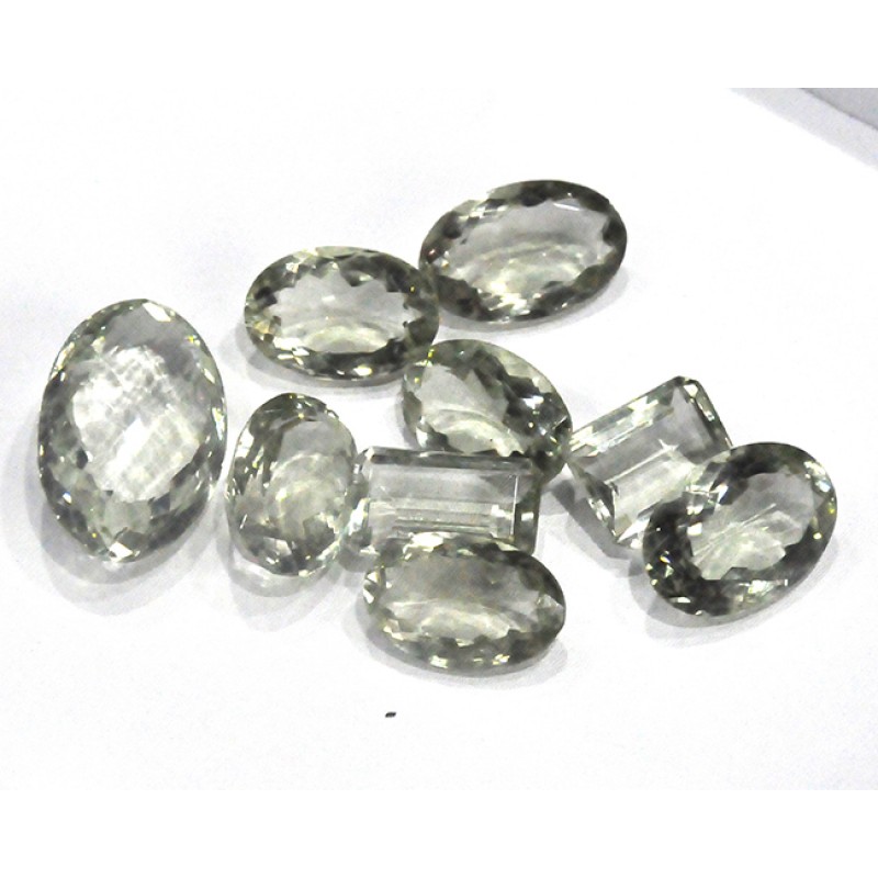 
									Green Amethyst Faceted Loose Gemstone Mix Shape Size Bunch Lots For Jewelry