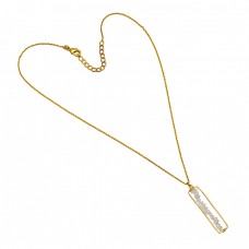 Roundel Beads Shape Rainbow Moonstone 925 Sterling Silver Gold Plated Necklace : Price $19.50