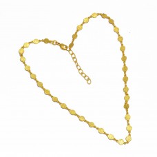 Designer Plain Handmade 925 Sterling Silver Gold Plated Necklace Jewelry : Price $29.50