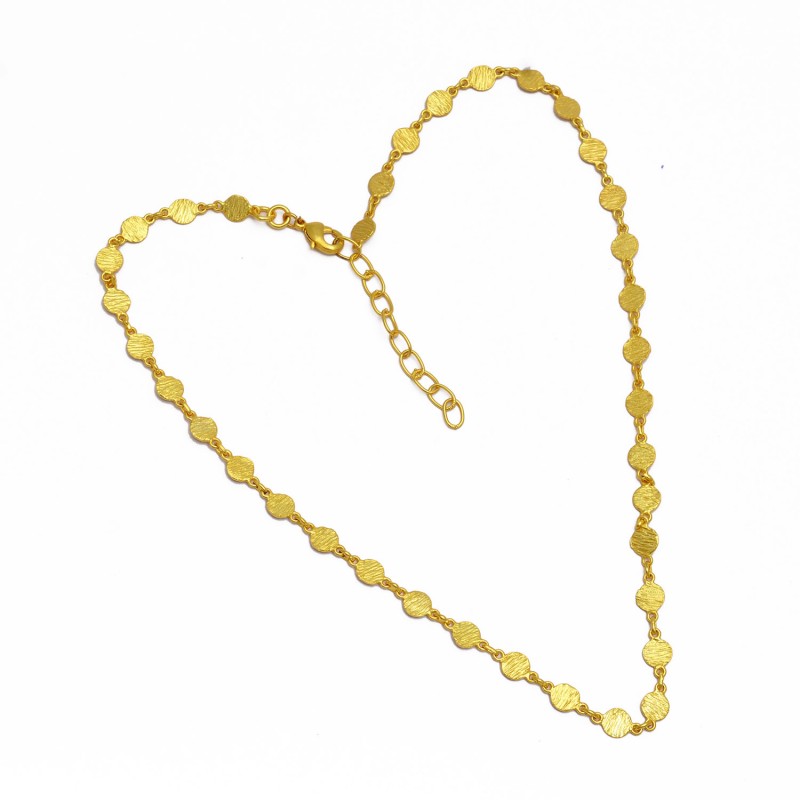 
									Designer Plain Handmade 925 Sterling Silver Gold Plated Necklace Jewelry : Price $29.50