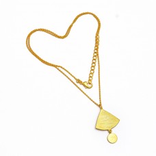 Handcrafted Designer Plain 925 Sterling Silver Gold Plated Unique Necklace Jewelry