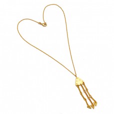 925 Sterling Silver Plain Handcrafted Designer Gold Plated Necklace Jewelry