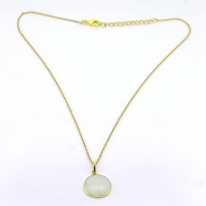 925 Sterling Silver Rainbow Moonstone Gemstone Gold Plated Designer Necklace