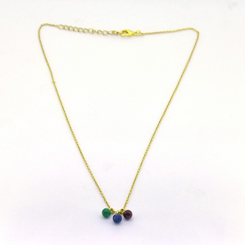 Ruby Sapphire Green Onyx Gemstone 925 Sterling Silver Gold Plated Designer Necklace