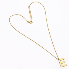 925 Sterling Silver Alphabet "E" Handmade Designer Gold Plated Necklace Jewelry