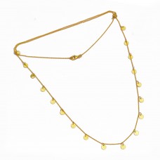 Plain Handmade Designer Necklace 925 Sterling Silver Gold Plated Jewelry