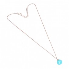 925 Sterling Silver Briolette Heart Shape Chalcedony Gemstone Necklace Jewelry