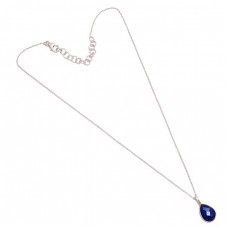 Pear Shape Lapis Lazuli Gemstone Bezel Setting 925 Sterling Silver Designer Necklace