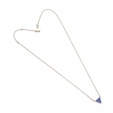 Lapis Lazuli Triangle Shape Gemstone 925 Sterling Silver Necklace Jewelry