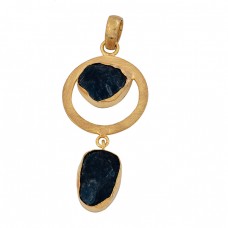 Apatite Rough Gemstone 925 Sterling Silver Gold Plated Pendant Necklace