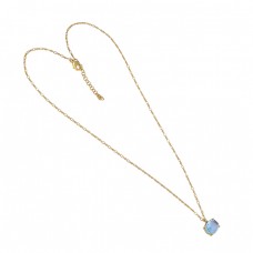 925 Sterling Silver Blue Topaz Gemstone Gold Plated Designer Necklace