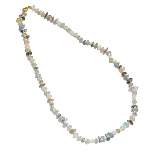 Multi Tourmaline Raw Rough Gemstone 925 Sterling Silver Gold Plated Necklace Jewelry