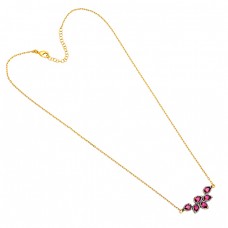 Tourmaline Cz Gemstone 925 Sterling Silver Gold Plated Necklace Jewelry