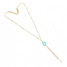 Rainbow Moonstone Blue Topaz 925 Sterling Silver Gold Plated Necklace