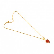 Pear Shape Carnelian Gemstone 925 Sterling Silver Jewelry Necklace