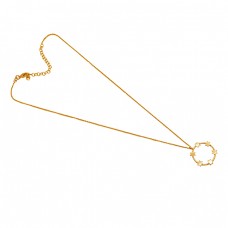 Plain Handmade Designer Necklace 925 Sterling Silver Gold Plated Jewelry