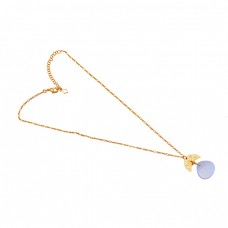 Heart Shape Rainbow Moonstone 925 Silver Jewelry Gold Plated Necklace