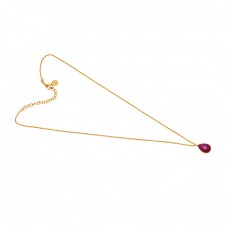 Pear Shape Ruby Gemstone 925 Sterling Silver Jewelry Gold Plated Necklace